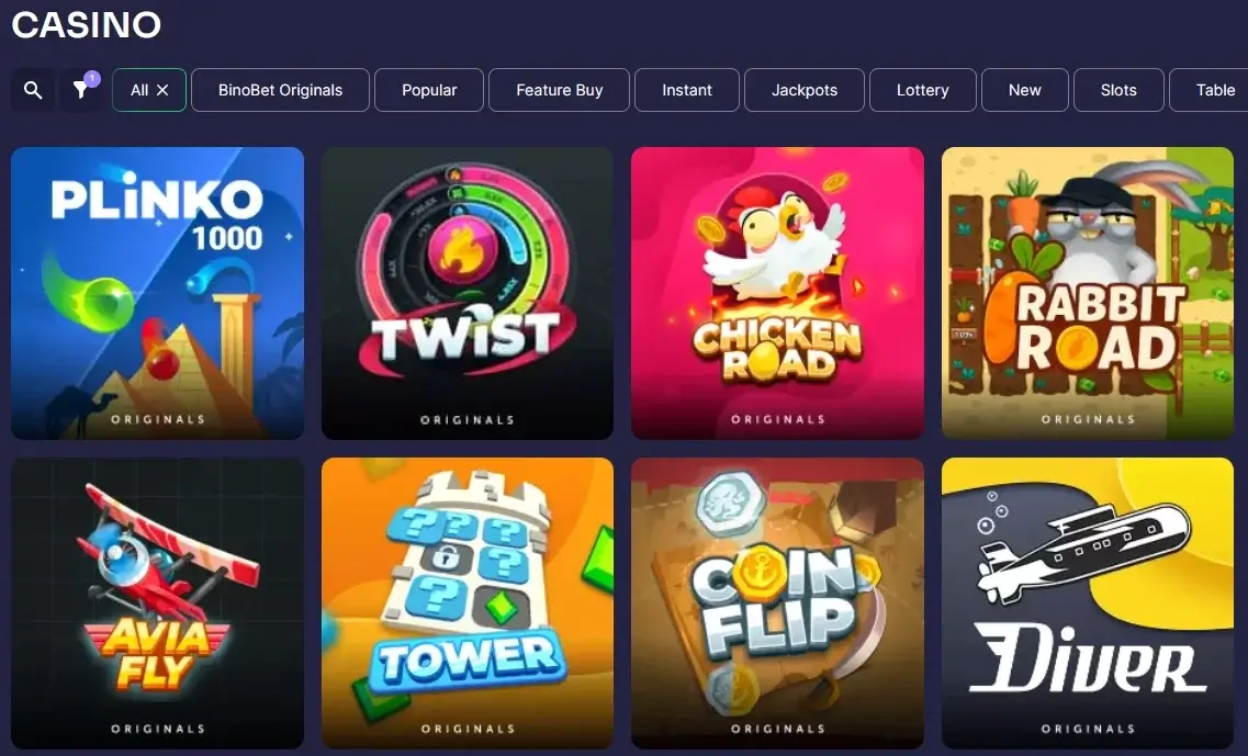 Exclusive Binobet games for online casino visitors
